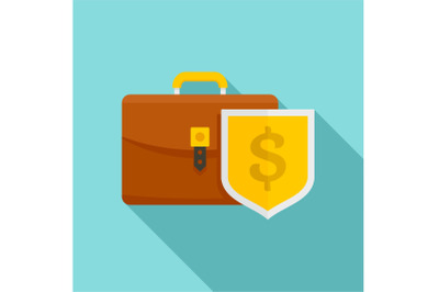 Money leather case icon, flat style