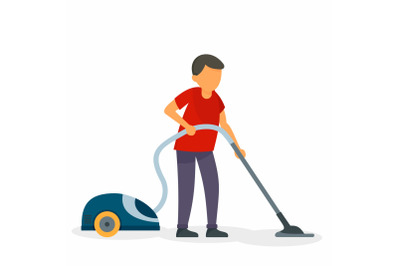 Husband vacuum cleaner concept background, flat style