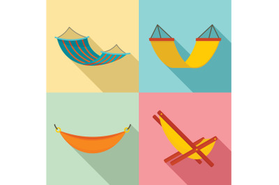 Hammock icon set, flat style