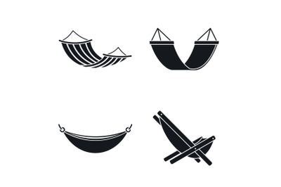 Relax hammock icon set, simple style