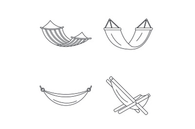 Beach hammock icon set, outline style