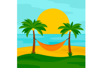 Hammock on the beach concept background, flat style