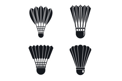 Shuttlecock badminton icon set, simple style