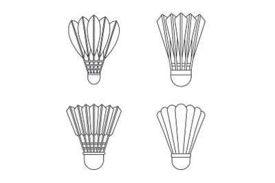 Shuttlecock equipment icon set, outline style