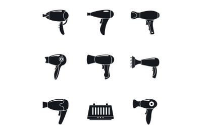 Dryer machine icon set, simple style