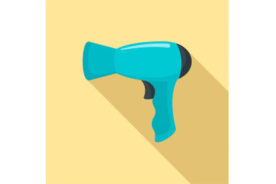 Modern hair dryer icon, flat style