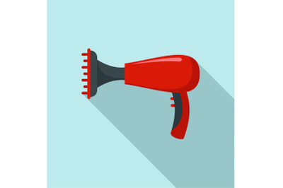 Warm hair dryer icon, flat style