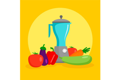 Vegetables mixer concept background, flat style