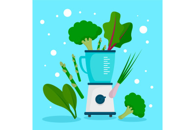 Vegan mixer concept background, flat style
