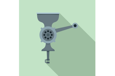 Hand meat grinder icon, flat style