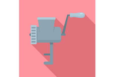 Retro meat grinder icon, flat style