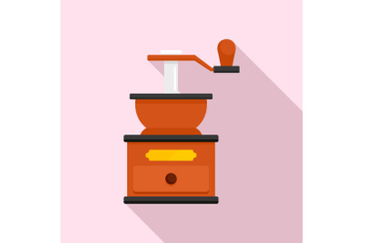 Coffee grinder icon, flat style