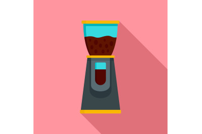 Electric coffee grinder icon, flat style