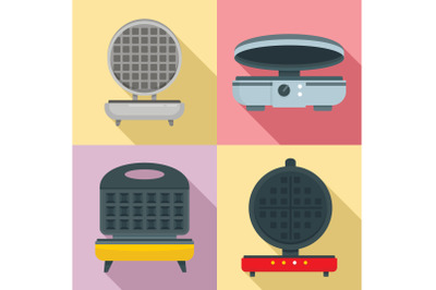 Waffle-iron icon set, flat style