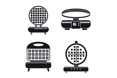 Belgian waffle-iron icon set, simple style
