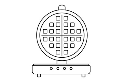 Round waffle machine icon, outline style
