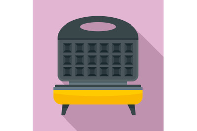 Waffle cooker icon, flat style