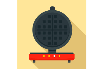 Round waffle machine icon, flat style