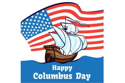 Columbus day concept banner, cartoon style
