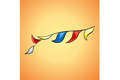 Colorful flags line icon, cartoon style