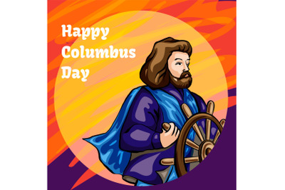 American columbus day concept banner, cartoon style