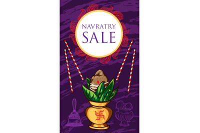 Navratry sale concept banner, cartoon style