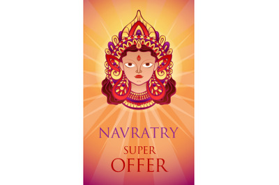 Navratry sale offer concept banner, cartoon style