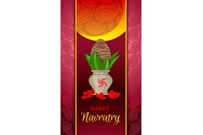 Happy navratry concept banner, cartoon style