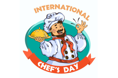 Chef day concept background, cartoon style