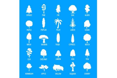 Tree icons set, simple style
