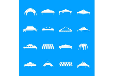 Canopy shed overhang icons set, simple style