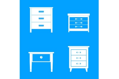 Nightstand bedside icons set simple style