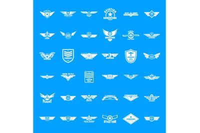 Airforce army badge logo icons set, simple style