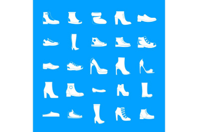 Footwear shoes icon set, simple style