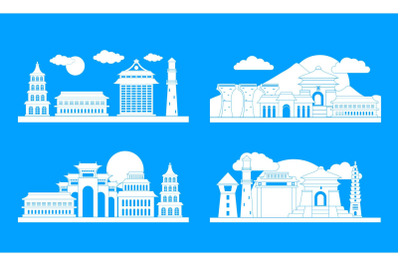 Taipei taiwan banner concept set, simple style