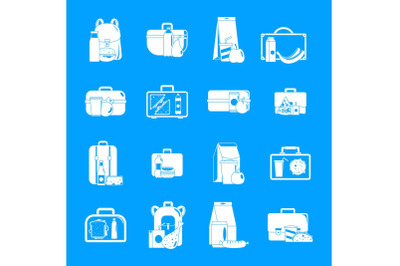 Lunchbox food icons set, simple style