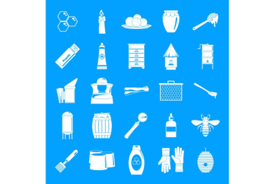 Propolis honey royal jelly icons set, simple style