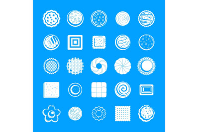 Cookies biscuit icons set, simple style