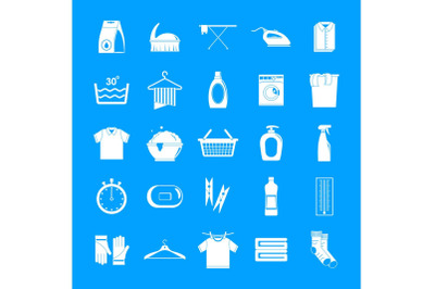 Laundry service icons set, simple style