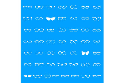 Glasses icons set, simple style