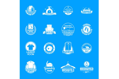 Laundry logo service icons set, simple style