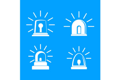 Flasher siren icons set, simple style