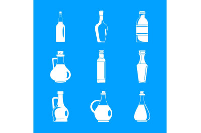 Vinegar bottle icons set, simple style