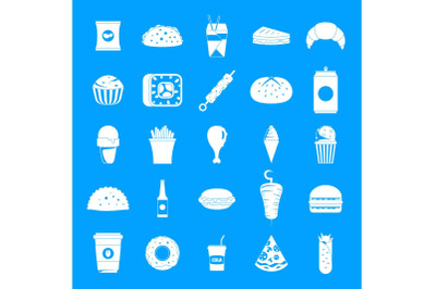 Fast food icons set, simple style