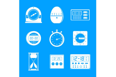 Kitchen timer icons set, simple style