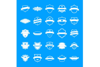 Shield badge icons set, simple style