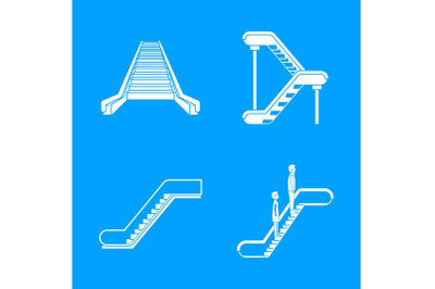 Escalator elevator icons set, simple style