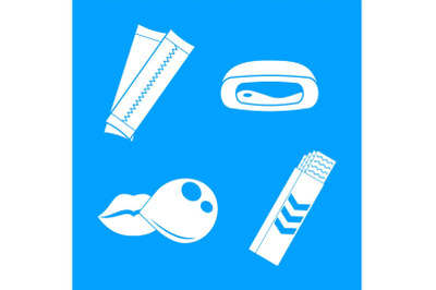 Gum chewing bubble icons set, simple style