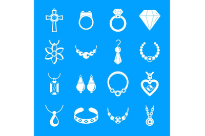 Jewellery necklace luxury icons set, simple style