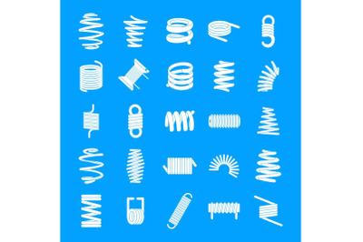 Coil spring cable icons set, simple style